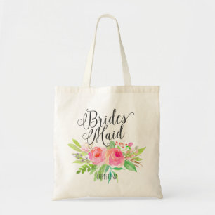 Watercolor Blommigt Bouquet Personlig Bridesmaid Tygkasse