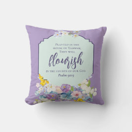 Watercolor Blommigt Bouquet Scripture Dubbla Side Kudde