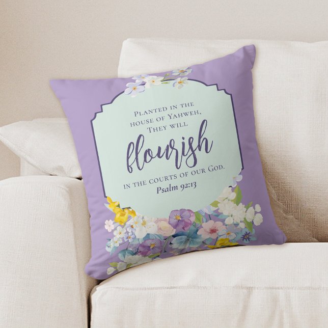Watercolor Blommigt Bouquet Scripture Verse Kudde (Skapare uppladdad)