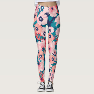 Watercolor Blommigt Bouquet: Vintage Peonies. Leggings