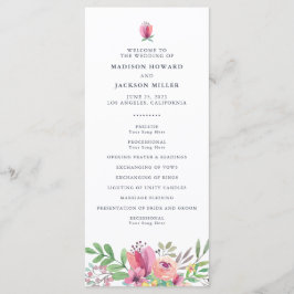 Watercolor Blommigt Bröllop Ceremony Program