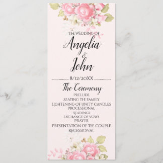 Watercolor Blommigt Bröllop Cermony Program