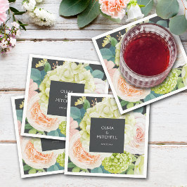 Watercolor Blommigt Bröllop Napkins Pappersservett