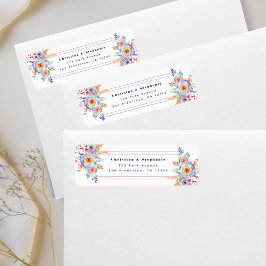 Watercolor Blommigt Bröllop Returadress LGBTQ Returadress Etikett