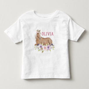 Watercolor Blommigt Brown Horse Birthday T Shirt