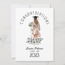 Watercolor Blommigt Brunette Girl Grattiss