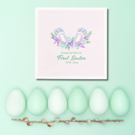 Watercolor Blommigt Bunny Feet Påsk Pappersservett
