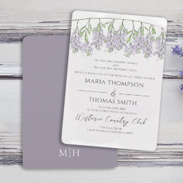 Watercolor Blommigt Calligraphy Script Wisteria Inbjudningar