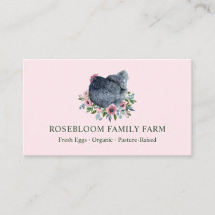 Watercolor Blommigt Chicken Hen Farm Eggs Rosa Lil Visitkort