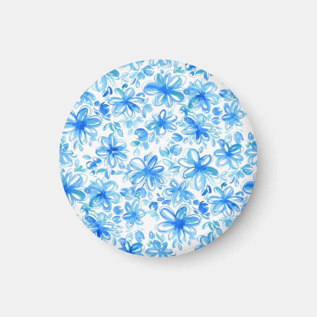 Watercolor Blommigt Chintz Cute Mönster Magnet (Framsidan)