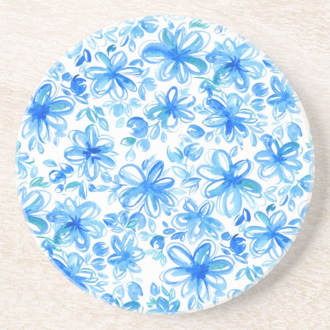 Watercolor Blommigt Chintz Cute Mönster Underlägg (Framsidan)