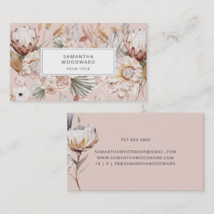 Watercolor Blommigt Cream Terracotta Visitkort