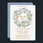 Watercolor Blommigt Dusty Blue Hanukkah Party Guld Inbjudningar<br><div class="desc">Elegant Watercolor Winter Blommigt Wandeand Hanukah Party bjudan. Omfattar vackra vita anemonblommor,  botaniskt löv och gräs-koner. Guld-skript. Dusty Blue Back.</div>