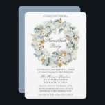 Watercolor Blommigt Dusty Blue Hanukkah Party Inbjudningar<br><div class="desc">Elegant Watercolor Winter Blommigt Wandeand Hanukah Party bjudan. Omfattar vackra vita anemonblommor,  botaniskt löv och gräs-koner. Silver-skript. Dusty Blue Back.</div>