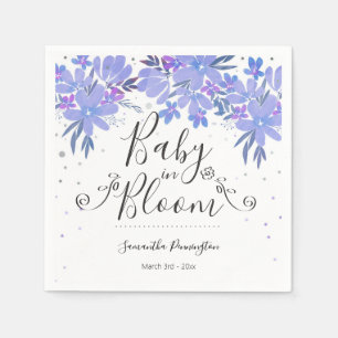 Watercolor Blommigt Finare Script Baby i Bloom Nap Pappersservett