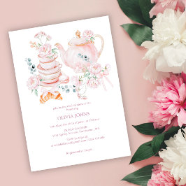 Watercolor Blommigt Garden Tea Party Möhippa Inbjudningar