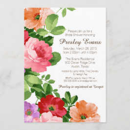 Watercolor Blommigt Inbjudningskort för möhippan, 