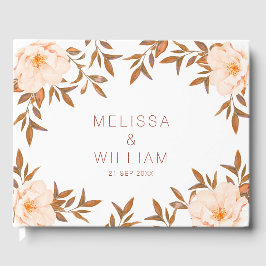 Watercolor Blommigt Ivory Bröllop Guestbook Gästböcker