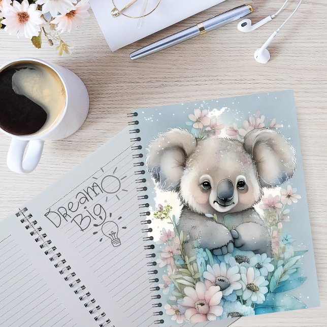Watercolor Blommigt Koala Anteckningsbok (Skapare uppladdad)