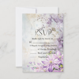Watercolor Blommigt Lavender Bröllop OSA Kort