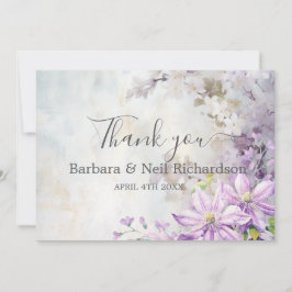 Watercolor Blommigt Lavender Bröllop Tack