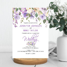 Watercolor Blommigt Lavender Lila Lilac Bröllop Inbjudningar