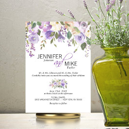 Watercolor Blommigt Lavender Lila Lilac Bröllop Inbjudningar