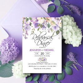 Watercolor Blommigt Lavender Lila REHEARSAL DINNER Inbjudningar