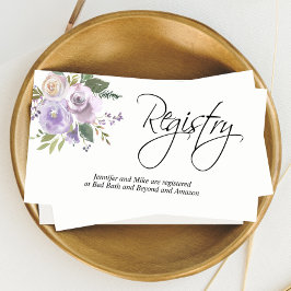 Watercolor Blommigt Lavender Lilac Bröllop REGISTR Tilläggskort