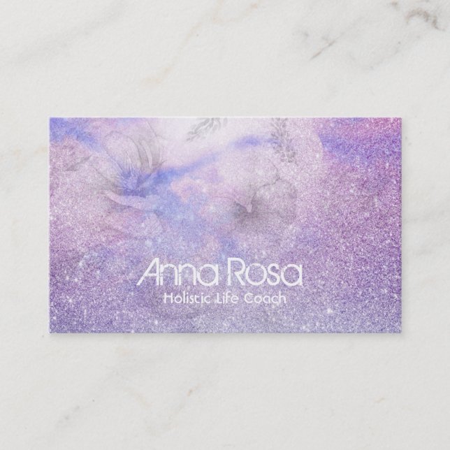 *~* Watercolor Blommigt Lavender Magenta Visitkort (Framsida)