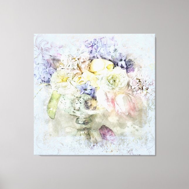 *~ Watercolor Blommigt Magic Söt Flowers AP10 Canvastryck (Framsida)