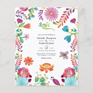 Watercolor Blommigt Mexican Fiesta bröllopsinbjuda Flygblad