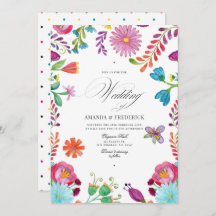 Watercolor Blommigt Mexican Fiesta QR Code Bröllop