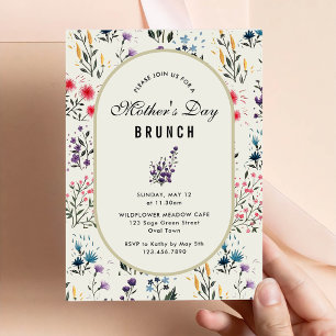 Watercolor Blommigt Mors dag Brunch Party Inbjudningar