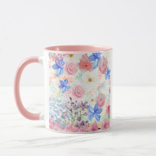 Watercolor Blommigt Mugg - Romantic & Girly (Vänster)