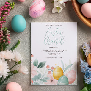 Watercolor Blommigt Påsk Brunch Inbjudningar