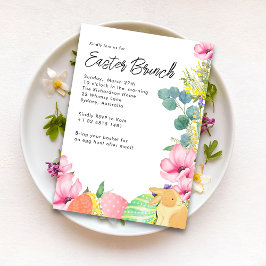 Watercolor Blommigt Påskägg Bunny Påsk Brunch Inbjudningar