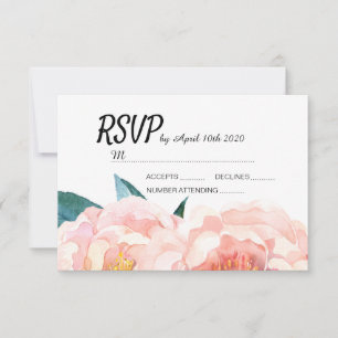 Watercolor Blommigt Peach Peony OSA kort
