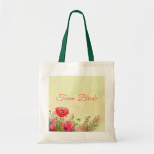 Watercolor Blommigt Poppies Bridesmaid Tygkasse