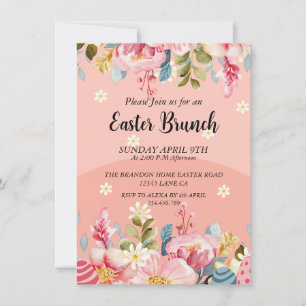 Watercolor Blommigt Ram Påsk Brunch Inbjudningar