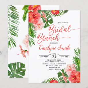 Watercolor Blommigt Ram Tropical Möhippa Brunch Inbjudningar