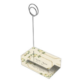 Watercolor Blommigt Ro Romantic Guld Ram Bröllop Bordskorthållare