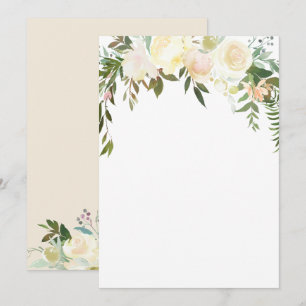Watercolor Blommigt Rosa Cream Ivory Shower BLANK Inbjudningar