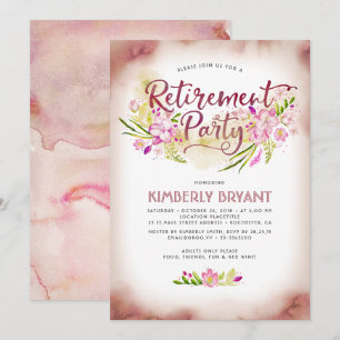 Watercolor Blommigt Script Elegant Pension Party Inbjudningar