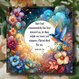 Watercolor Blommigt Scripture Christian Påsk Julkort