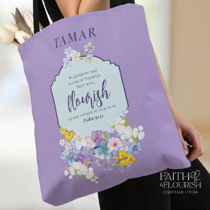 Watercolor Blommigt Scripture Verse Personlig Tygkasse
