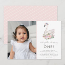 Watercolor Blommigt Svan Princess Birthday Photo