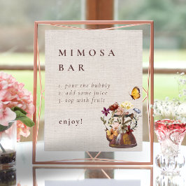 Watercolor Blommigt Tea Party Mimosa Pub Sign Poster