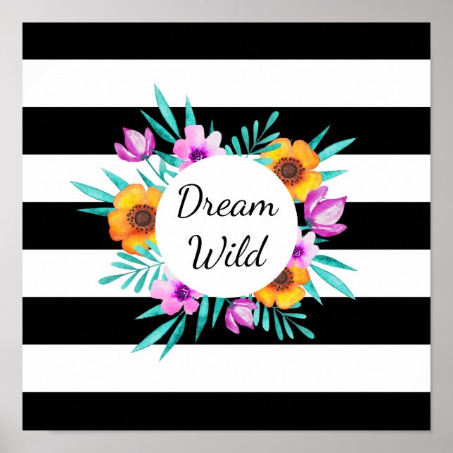 Watercolor Blommigt WAN "Dream Vild"-offert Poster (Framsidan)