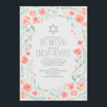 Watercolor Blommigt Wandeand Garden Bat mitzvah Inbjudningar<br><div class="desc">Vattenfärgblommor: bat mitzvah inbjudan till firande i fullt av blommande blommor</div>
